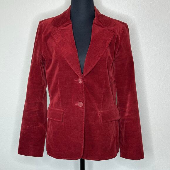 CAbi Women’s The Poet Velvet Embroidered Blazer Burgundy Cotton Blend | Size 8 - Picture 2 of 14